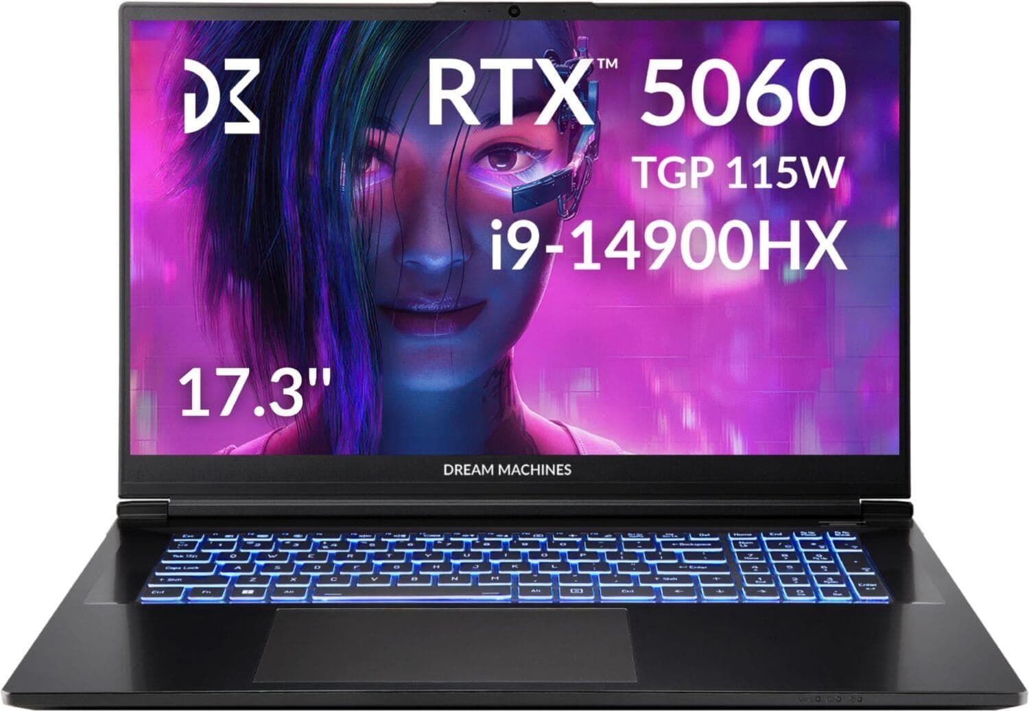 Ноутбук 17.3 Dream Machines RG5060-17UA27 2.5K 165Hz/Intel i9-14900HX/32GB/1TB/RTX 5060 8GB/DOS