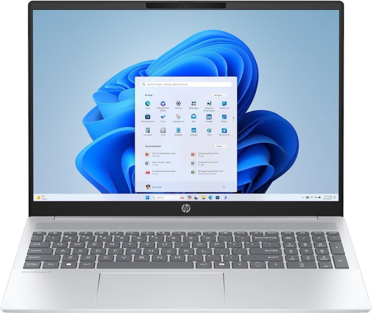 Ноутбук 16 HP OmniBook 5 AI 16-af1028ua 1920x1200 IPS/Intel Core Ultra 7 255U/24GB/1TB/Intel Graphics/DOS/Glacier Silver