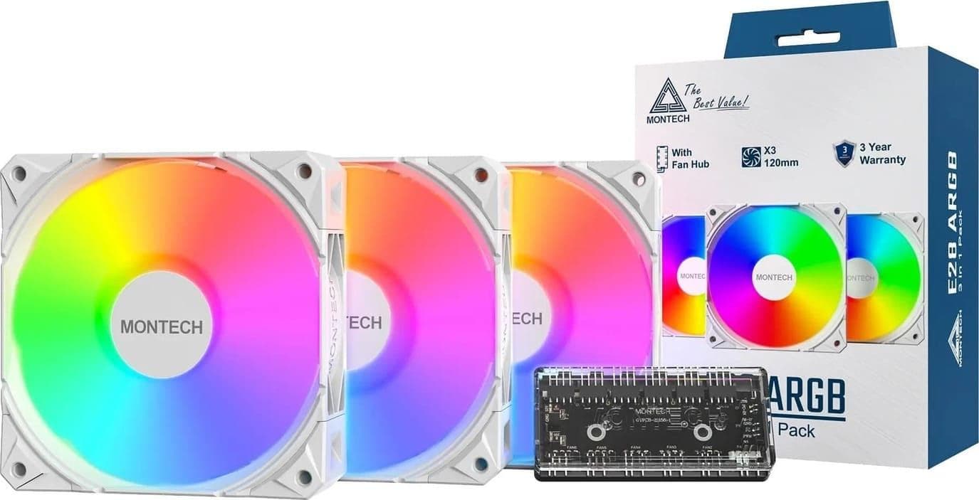 Комплект вентиляторів MONTECH E28 ARGB 120MM 3 PACK (W)