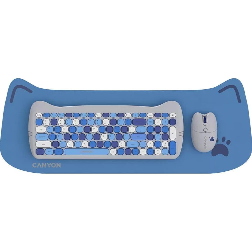 Комплект (Клавіатура та Миша) CANYON HSET-W6 EN Kitty Edition AAA+АА Wireless Blue