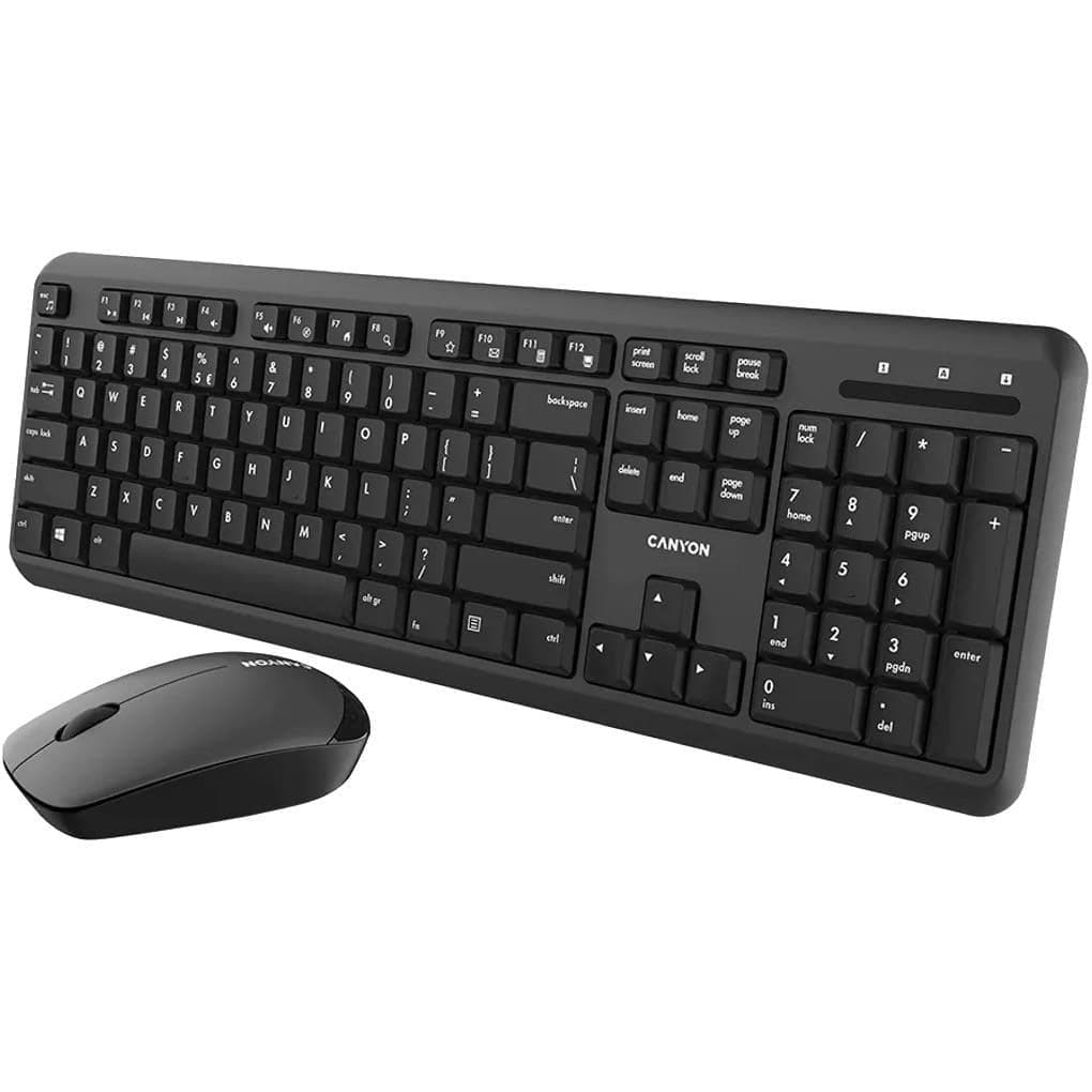 Комплект (Клавіатура та миша) CANYON SET-W20 UK/US Keyboard+Mouse Velvet Wireless Black