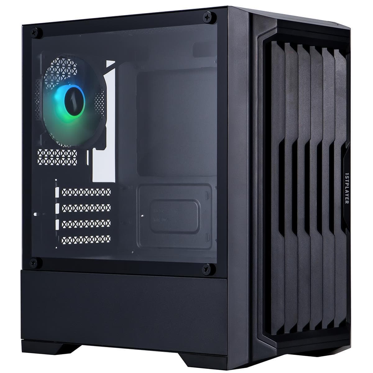 Корпус 1stPlayer H2-BK-4F7 Black без БП