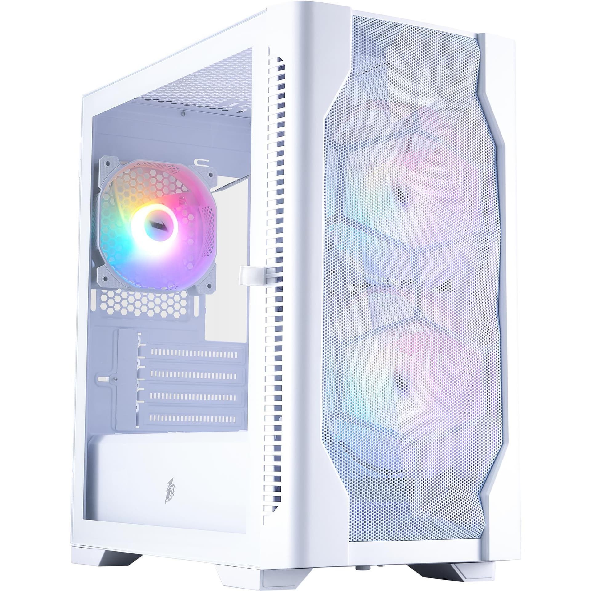 Корпус 1stPlayer D4-M-WH-2F1P-W-1F1-W White