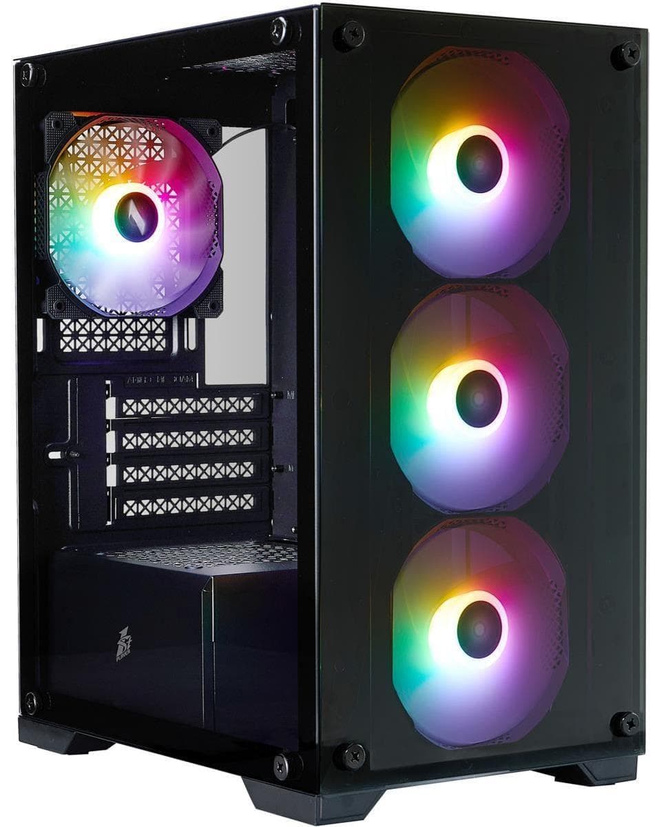 Корпус 1stPlayer X2-M-BK-4F7 Black без БП