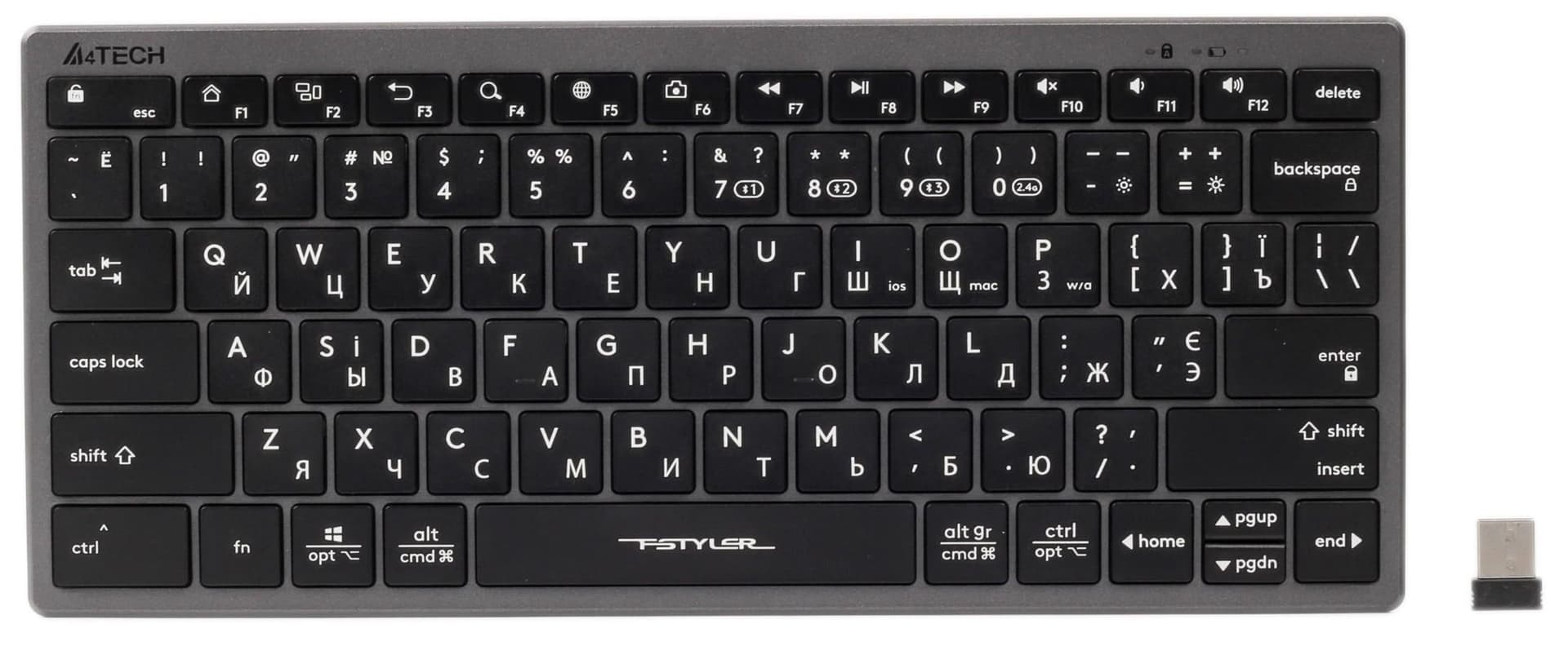 Клавіатура A4Tech FBX51C Wireless/Bluetooth Grey (FBX51C Grey)