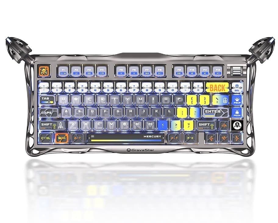 Клавіатура GravaStar Mercury K1 Pro 80keys Kailh Speedy Mint BT/WL/USB RGB Interstellar Silver