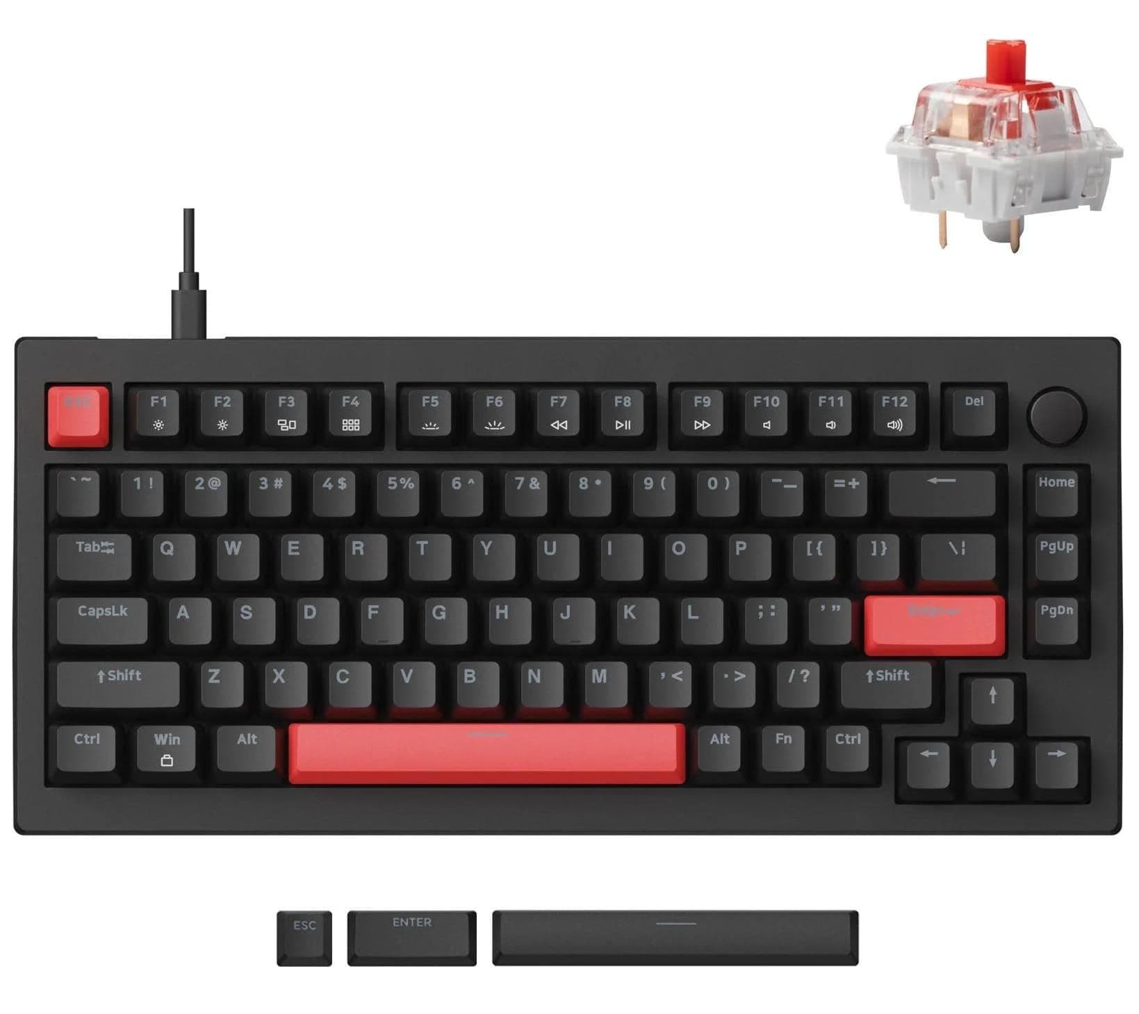 Клавіатура Lemokey X4 84Key Keychron Red USB-A QMK/VIA Hot-Swap EN/UKR RGB Black