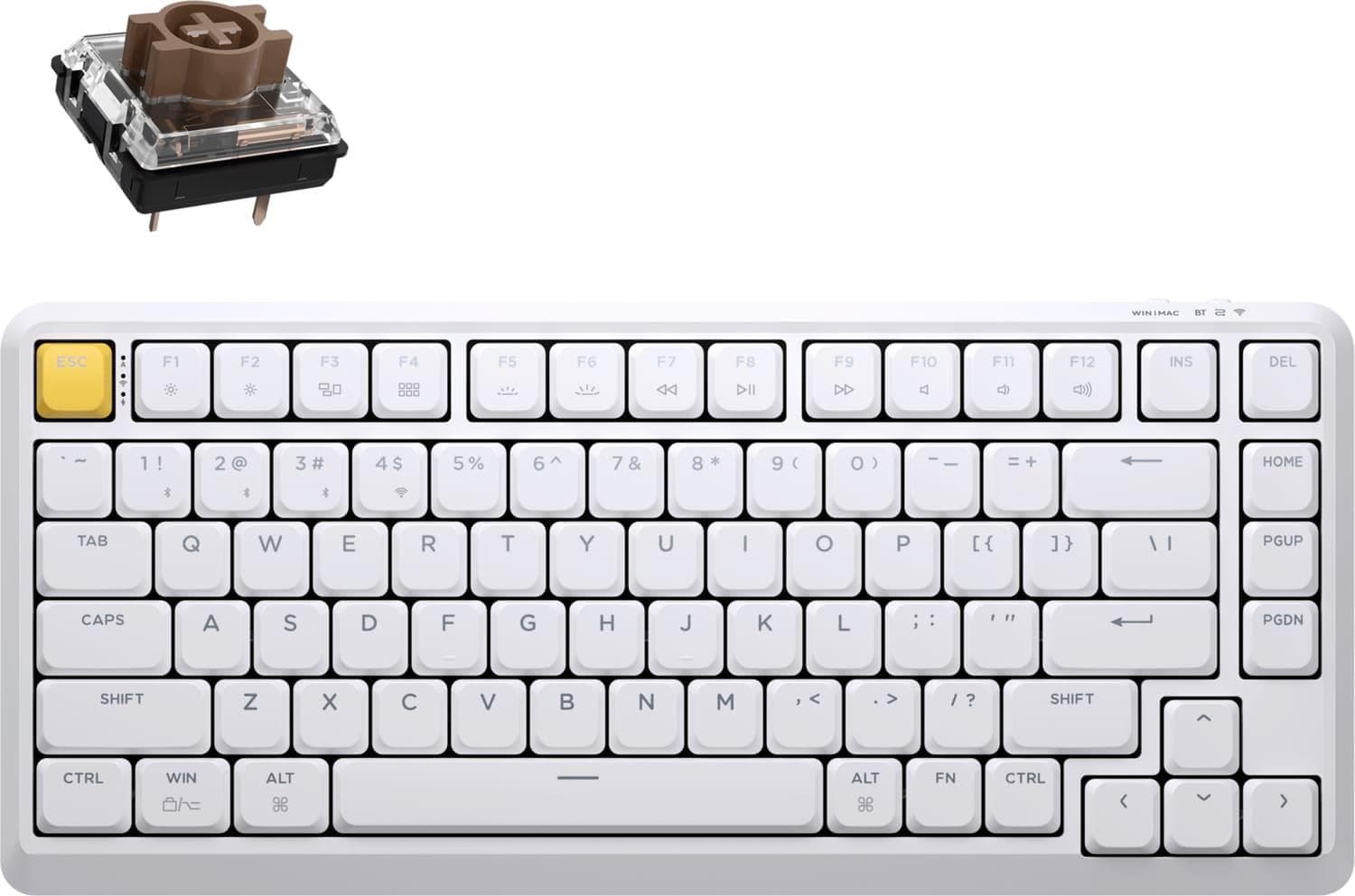 Клавіатура Keychron J1 82Key K pro Brown WL/BT/USB-A QMK Hot-swap EN/UKR RGB White