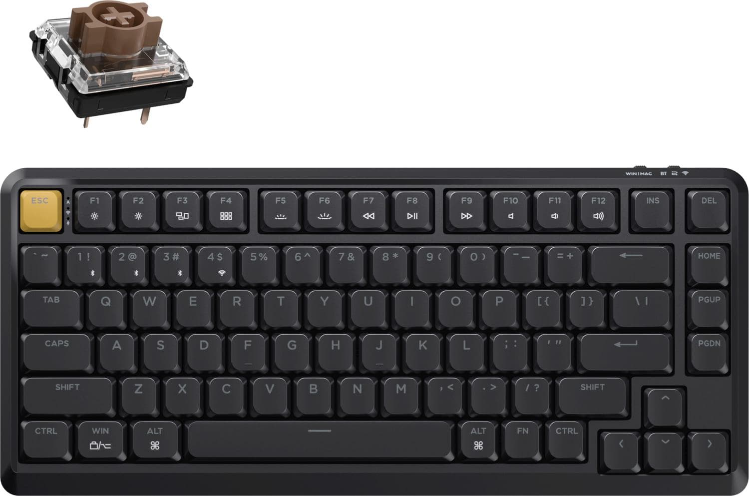 Клавіатура Keychron J1 82Key K pro Brown WL/BT/USB-A QMK Hot-swap EN/UKR RGB Black