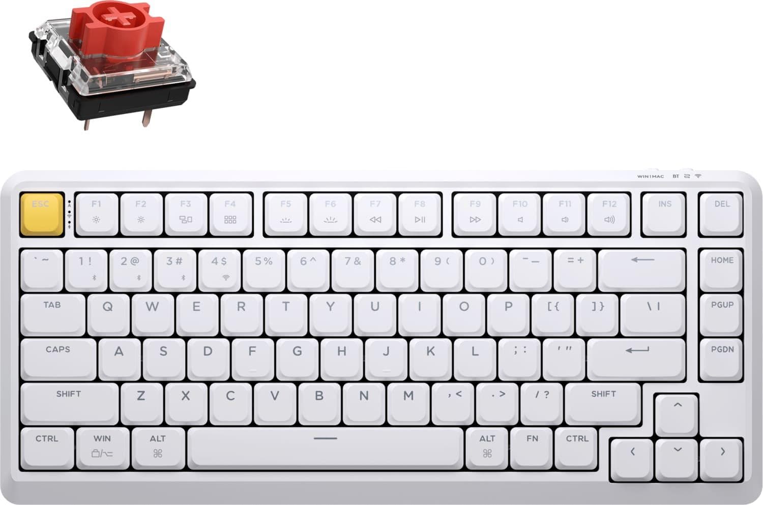Клавіатура Keychron J1 82Key K pro Red WL/BT/USB-A QMK Hot-swap EN/UKR RGB White