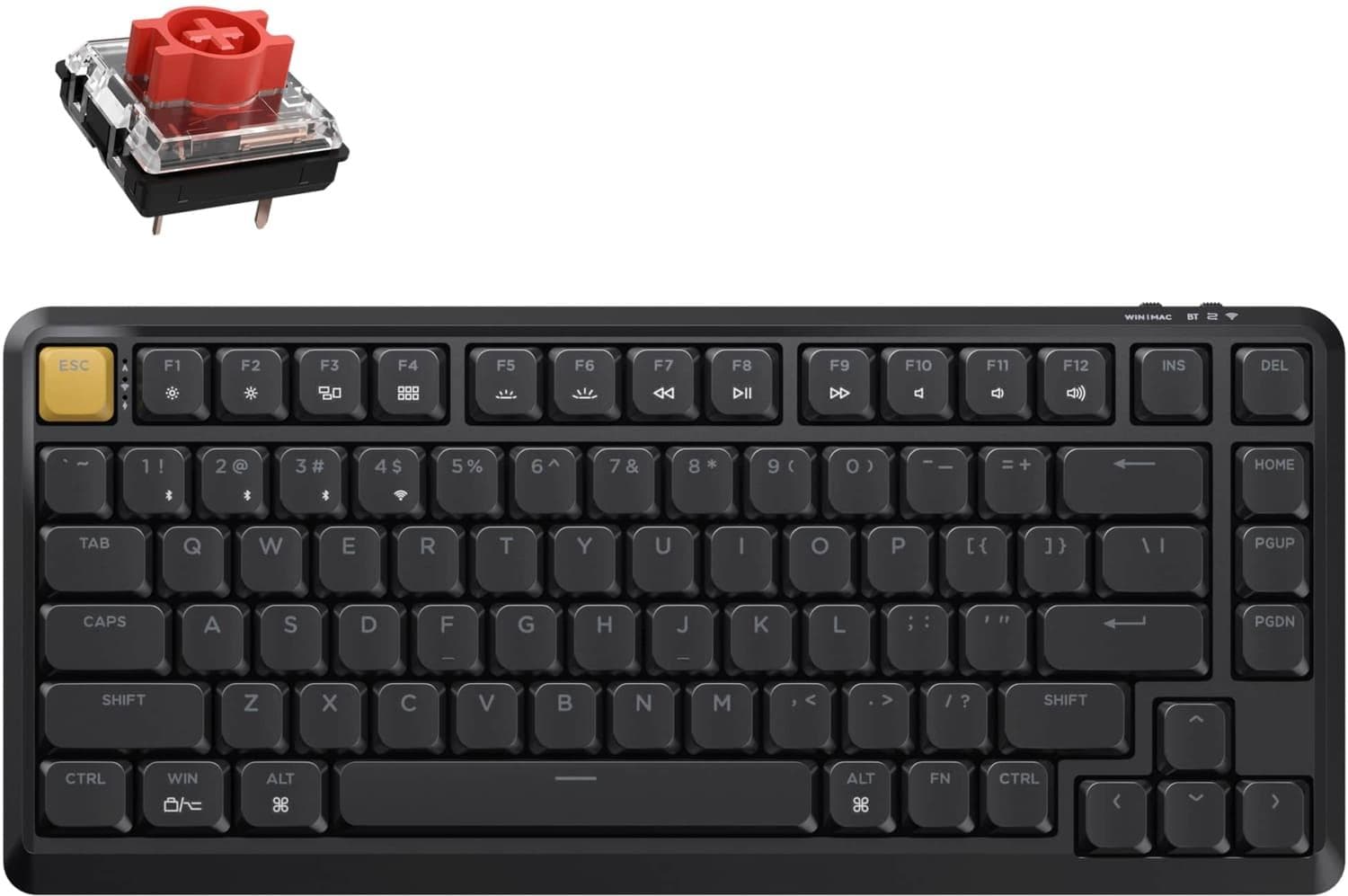 Клавіатура Keychron J1 82Key K pro Red WL/BT/USB-A QMK Hot-swap EN/UKR RGB Black