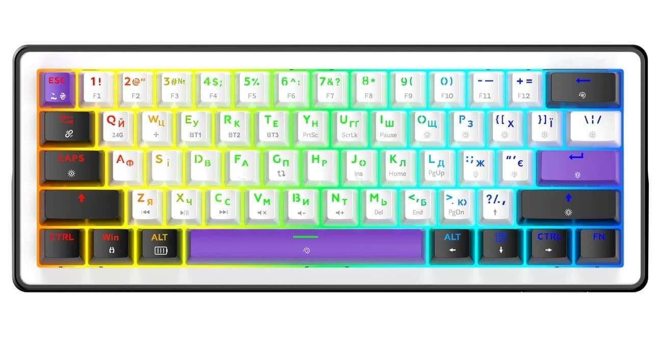 Клавіатура HATOR Hellyberry HK60 wireless White-Violet (HK60_wireless)