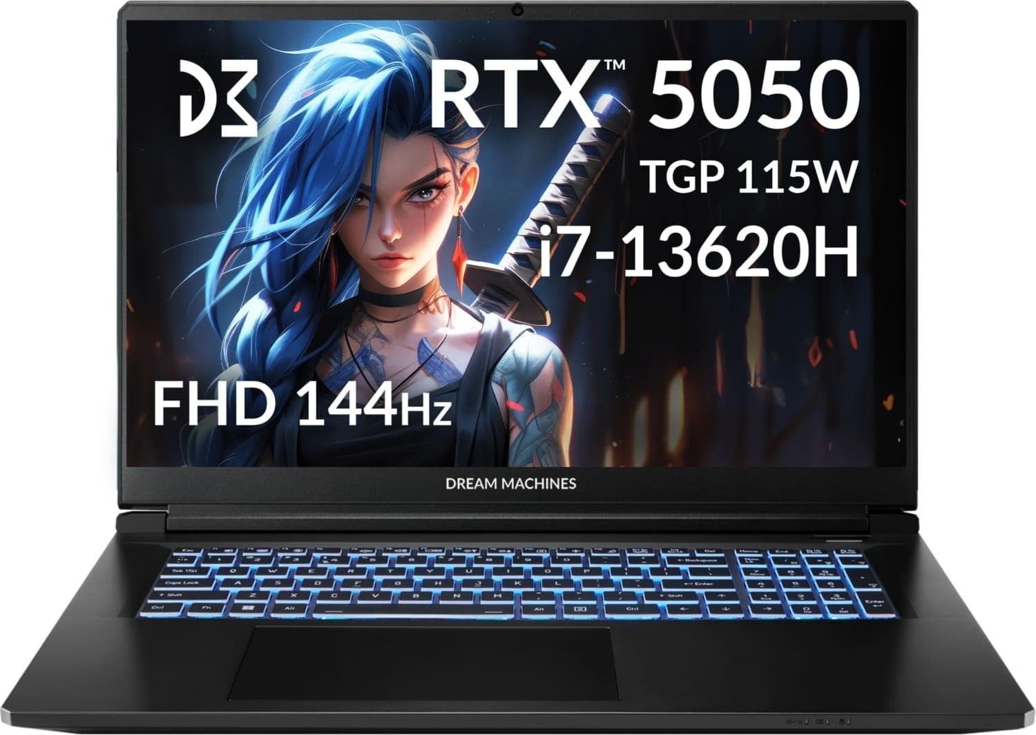 Ноутбук 17.3 Dream Machines RG5050-17 FHD IPS/Intel i7-13620H/32GB/1TB/RTX 5050 8GB/DOS/Black