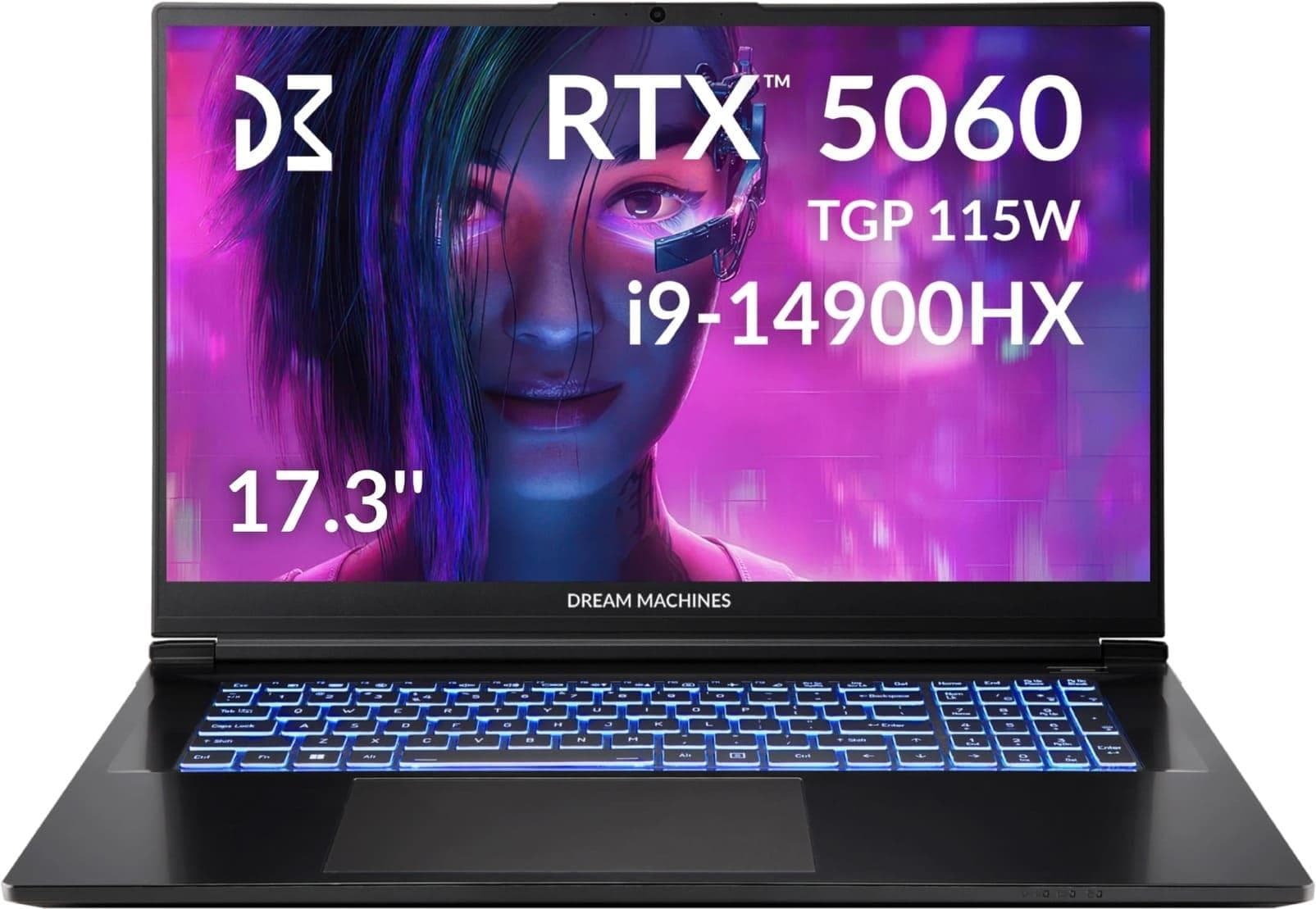 Ноутбук 17.3 Dream Machines RG5060-17 QHD IPS/Intel i9-14900HX/32GB/1TB/RTX 5060 8GB/DOS/Black