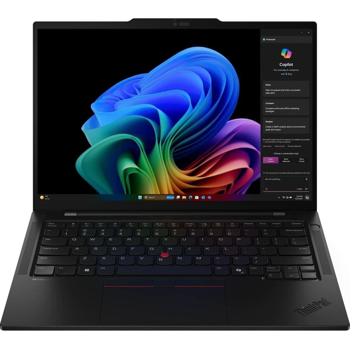Ноутбук 14" Lenovo ThinkPad T14 G6 (21N10009RA) FHD/Snapdragon X1E-78-100/32GB/SSD 1TB/Qualcomm Adreno/Win 11 Pro/Black