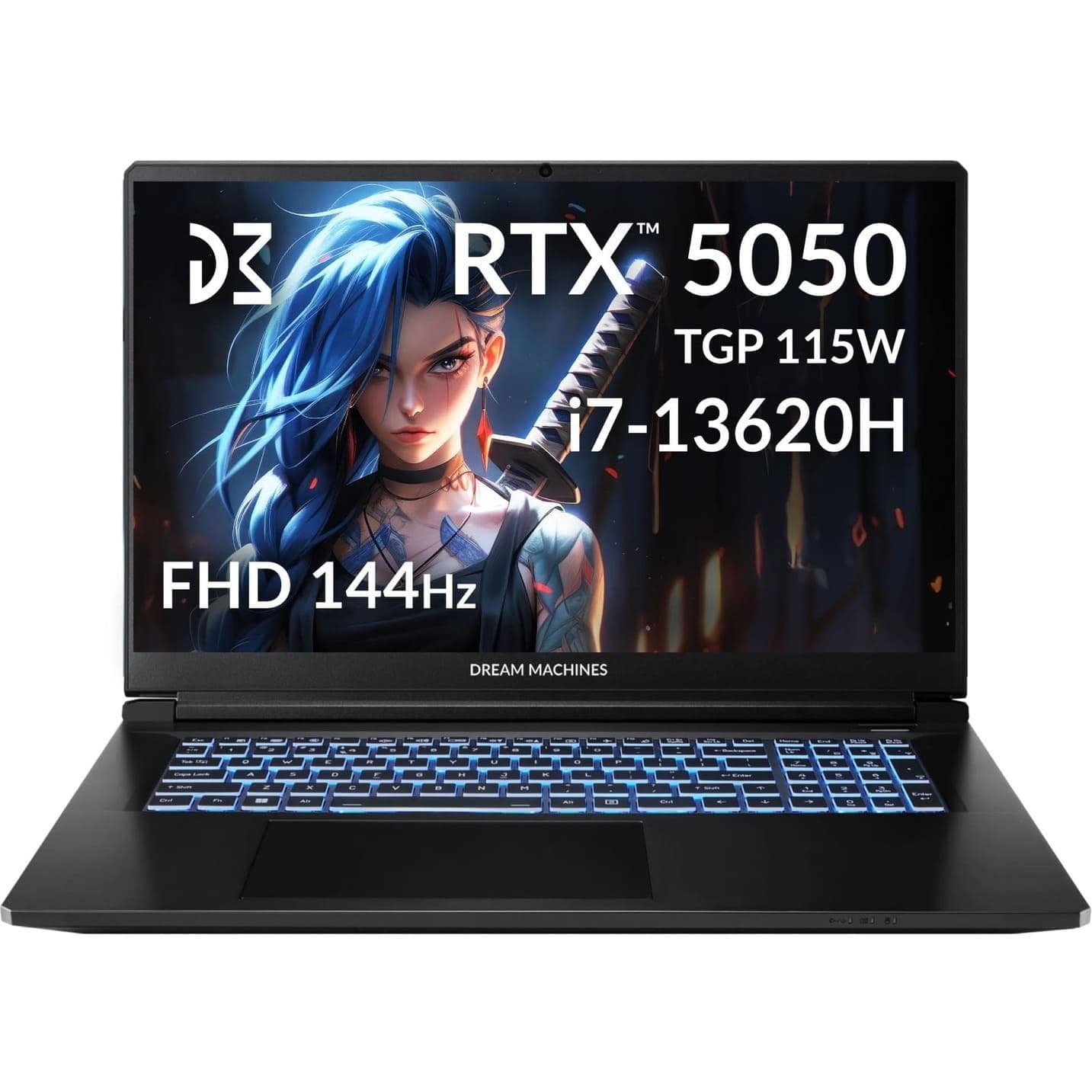 Ноутбук 17.3 Dream Machines RG5050-17UA28 FHD 144Hz/Intel i7-13620H/32GB/2TB/RTX 5050 8GB/DOS