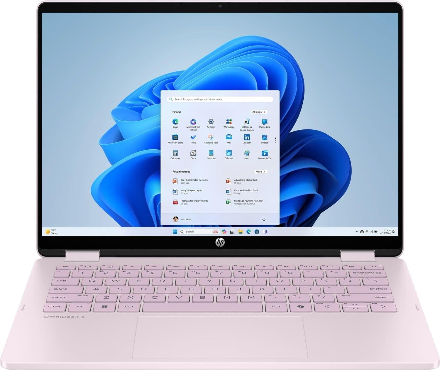 Ноутбук 14 HP OmniBook 5 Flip x360 14-fp0025ua 1920x1200 IPS Touch/Core 7-150U/24GB/512SSD/Intel Graphics/DOS/Pink
