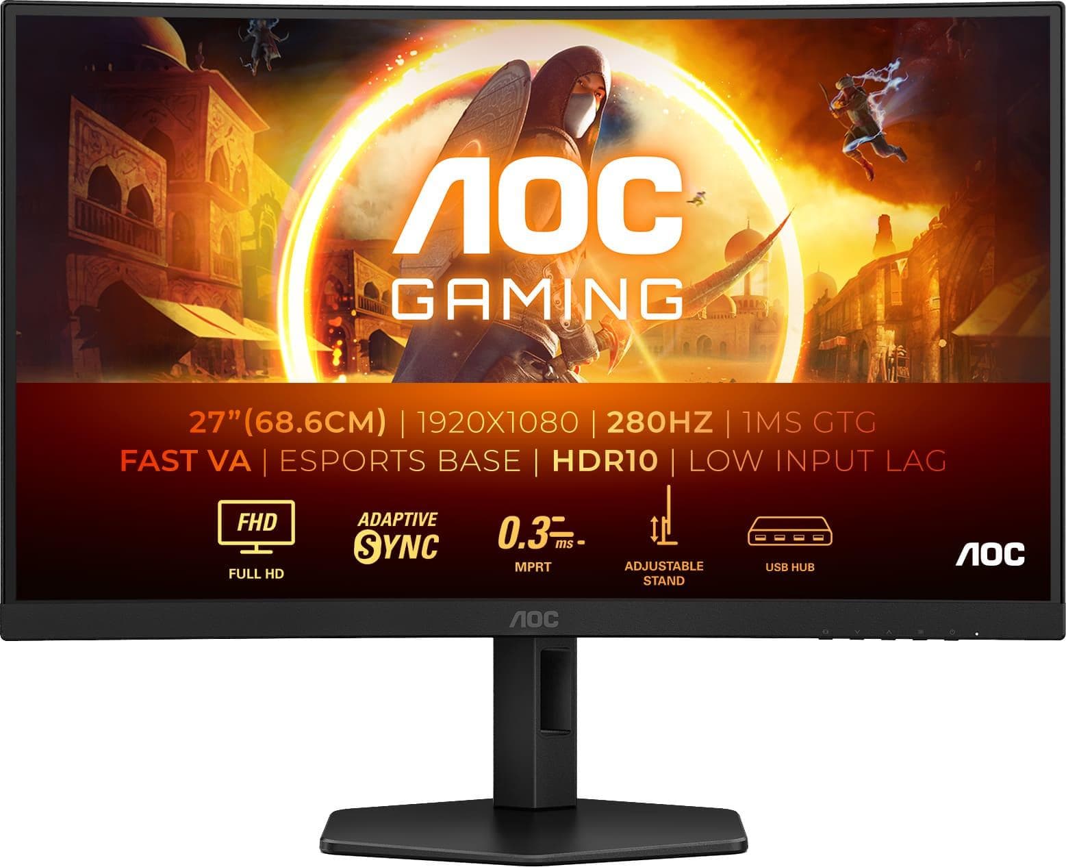 Монiтор 27" AOC C27G4ZXU Curved FHD VA 280Hz