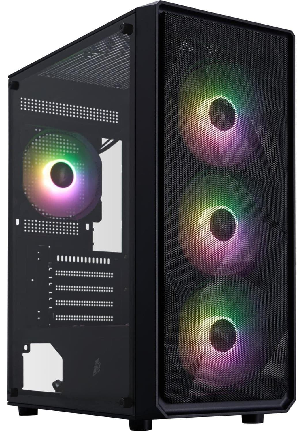 Корпус 1stPlayer FD3-M-BK-4F7 Black без БП