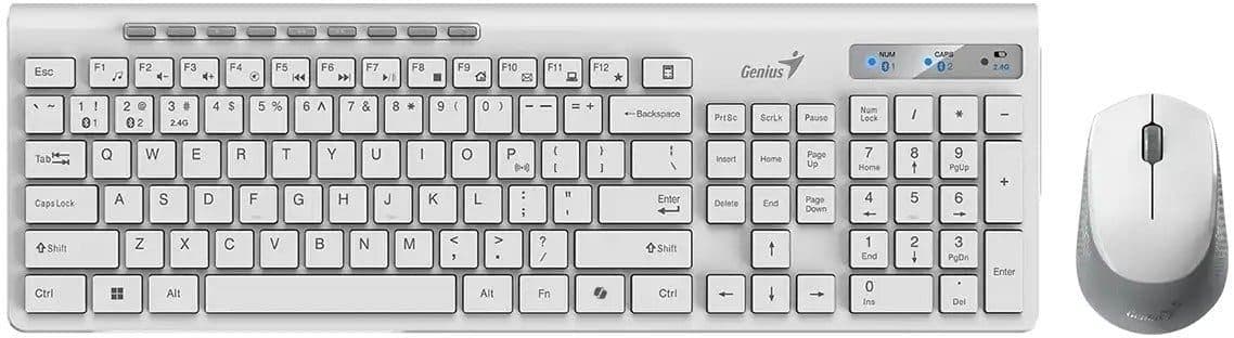 Комплект (Клавiатура та миша) Genius SlimStar 8230 Wireless White UKR BT+2.4GHz