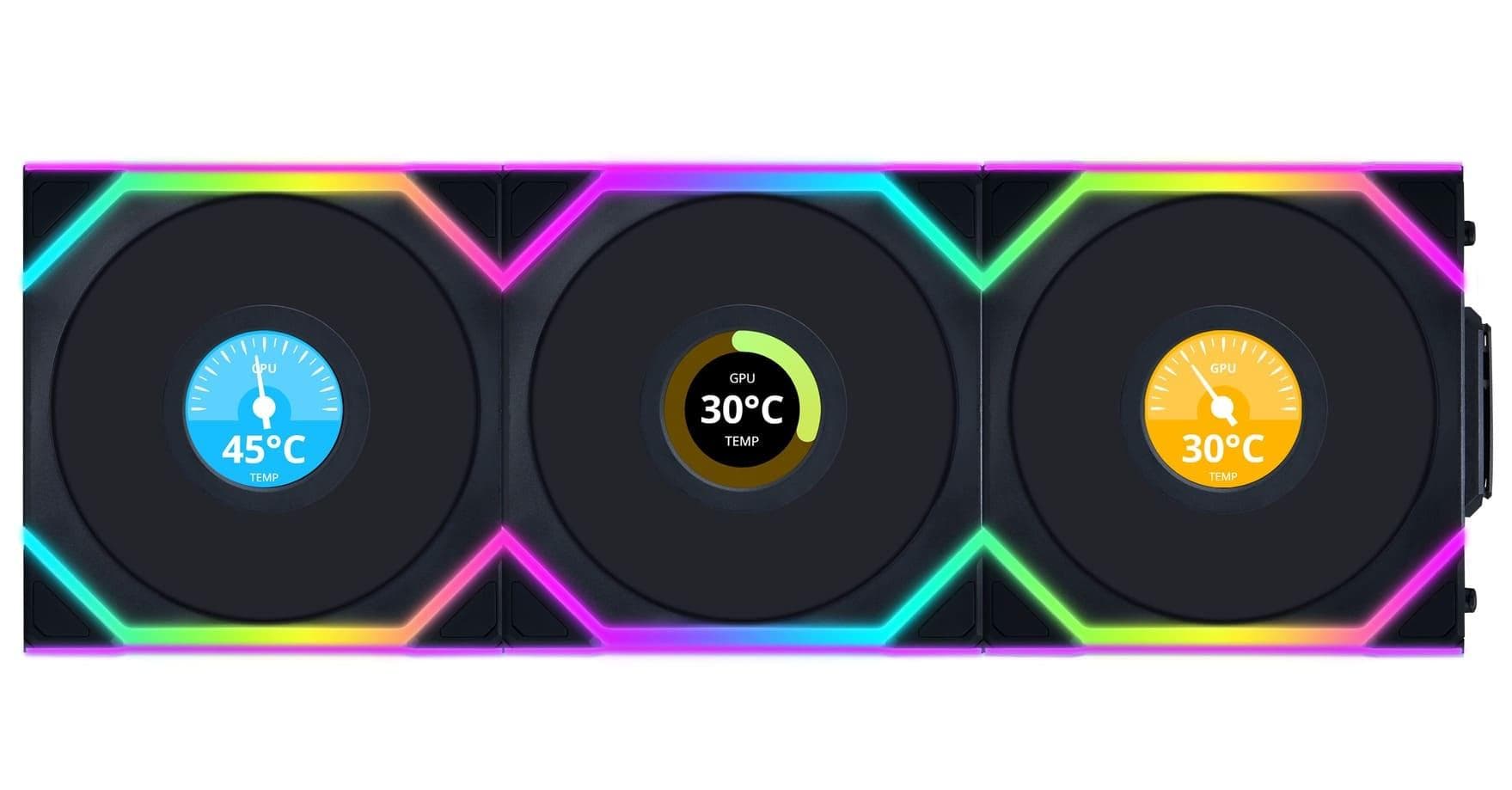 Вентилятор Lian Li Uni Fan SL Wireless LCD 120-3 Reverse Black (G99.12RSLLCD1W3B.00)