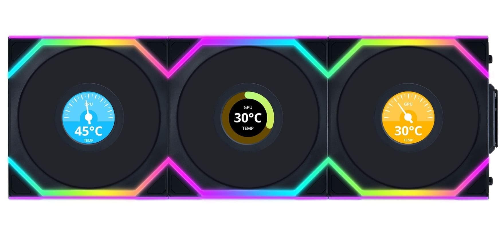 Вентилятор Lian Li Uni Fan SL Wireless LCD 120-3 Black (G99.12SLLCD1W3B.00)