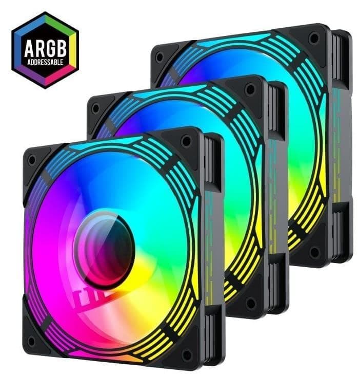 Вентилятор GameMax 120mm*3 KIT ARGB fan (функція ре версу) KF300R BK